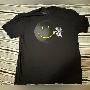 Threadless Astronaut Smiley Graphic T Shirt Black Mens XL